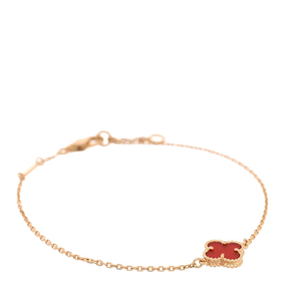 Van Cleef & Arpels 18K Rose Gold Carnelian Sweet Alhambra Bracelet 1 of 4