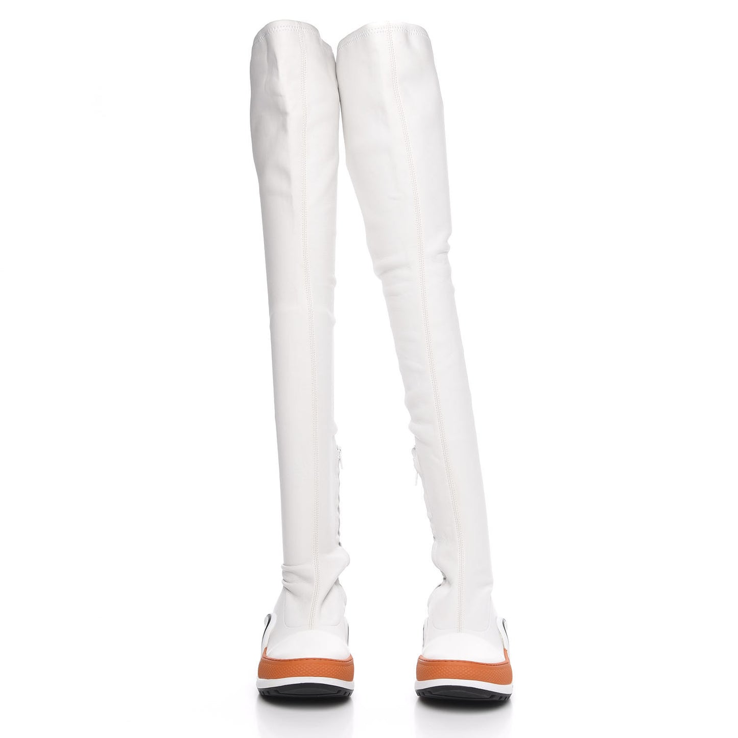 Stretch Lambskin LV Archlight Flat Thigh High Boots 35 White