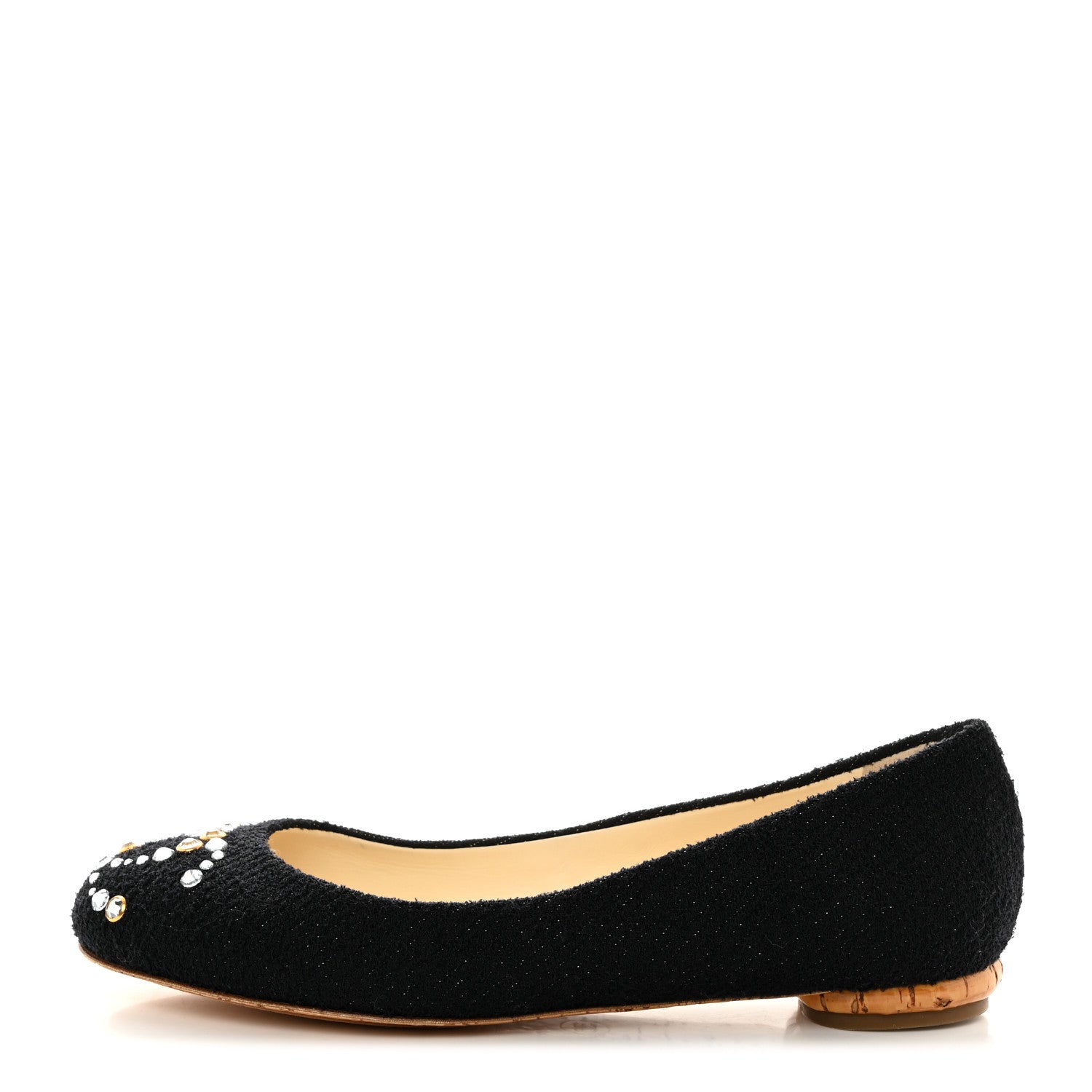 Chanel Tweed Crystal CC Ballerina Flats 39.5 Black 1 of 9