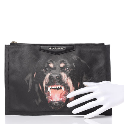 Givenchy Textured Coated Canvas Rottweiler Print Large Cosmetic Pouch Black 2 of 7