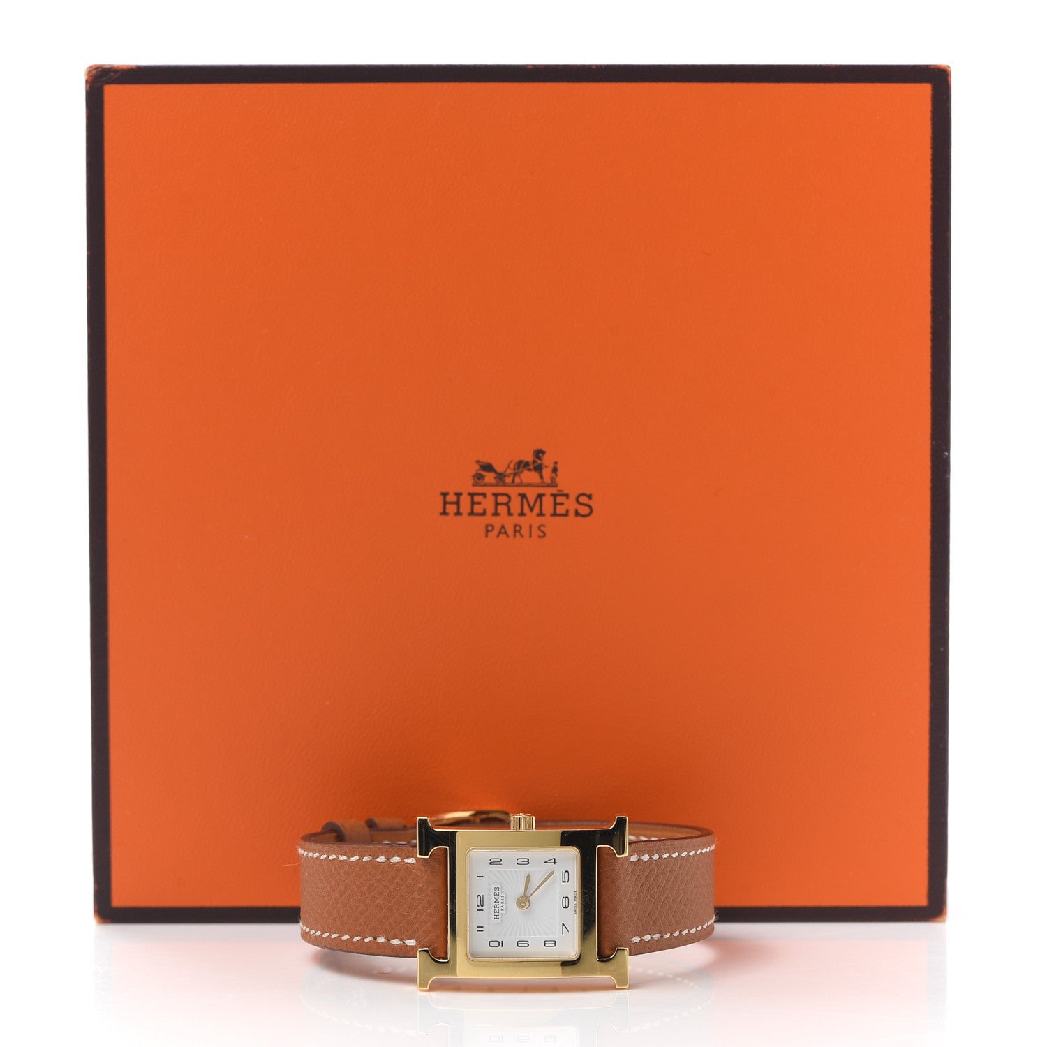 Hermes Stainless Steel Epsom 21mm Heure H Hour Quartz Watch Gold 5 of 5