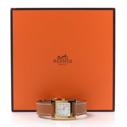Hermes Stainless Steel Epsom 21mm Heure H Hour Quartz Watch Gold 5 of 5