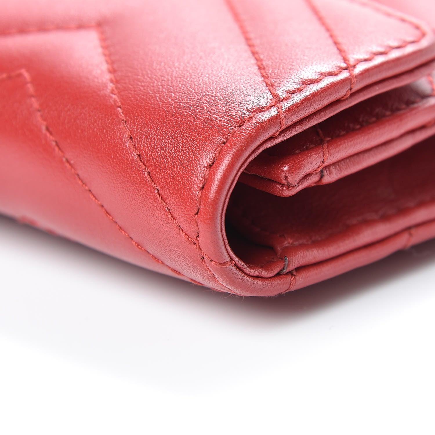 Gucci Calfskin Matelasse Mini GG Marmont Chain Wallet Hibiscus Red 12 of 16