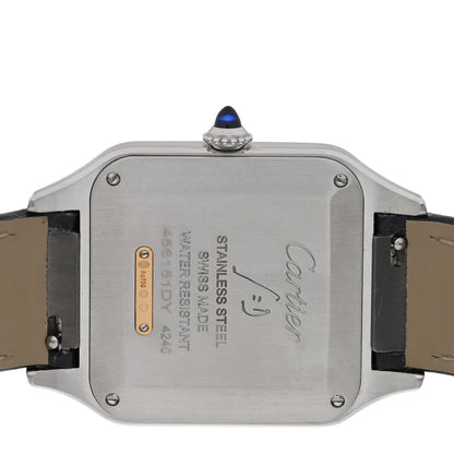 Cartier Stainless Steel 18K Yellow Gold Alligator 31.4mm Santos Dumont Quartz Watch Grey 4 of 5