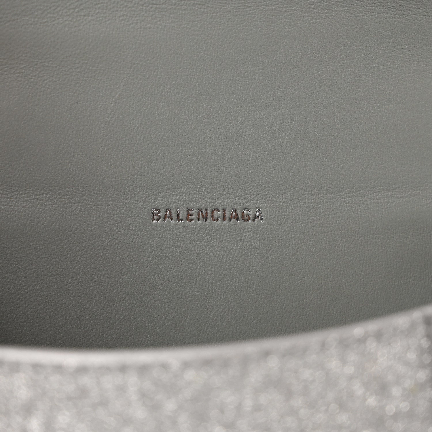 Balenciaga Sparkling Fabric Hourglass Top Handle Bag XS Silver 6 of 10