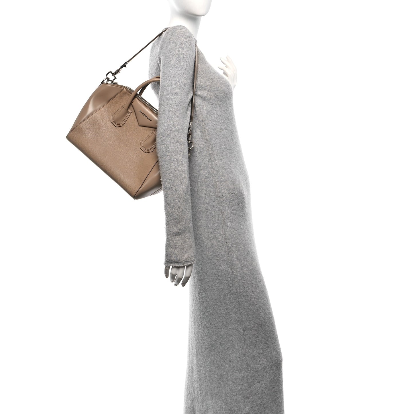 Grained Calfskin Small Antigona Light Beige
