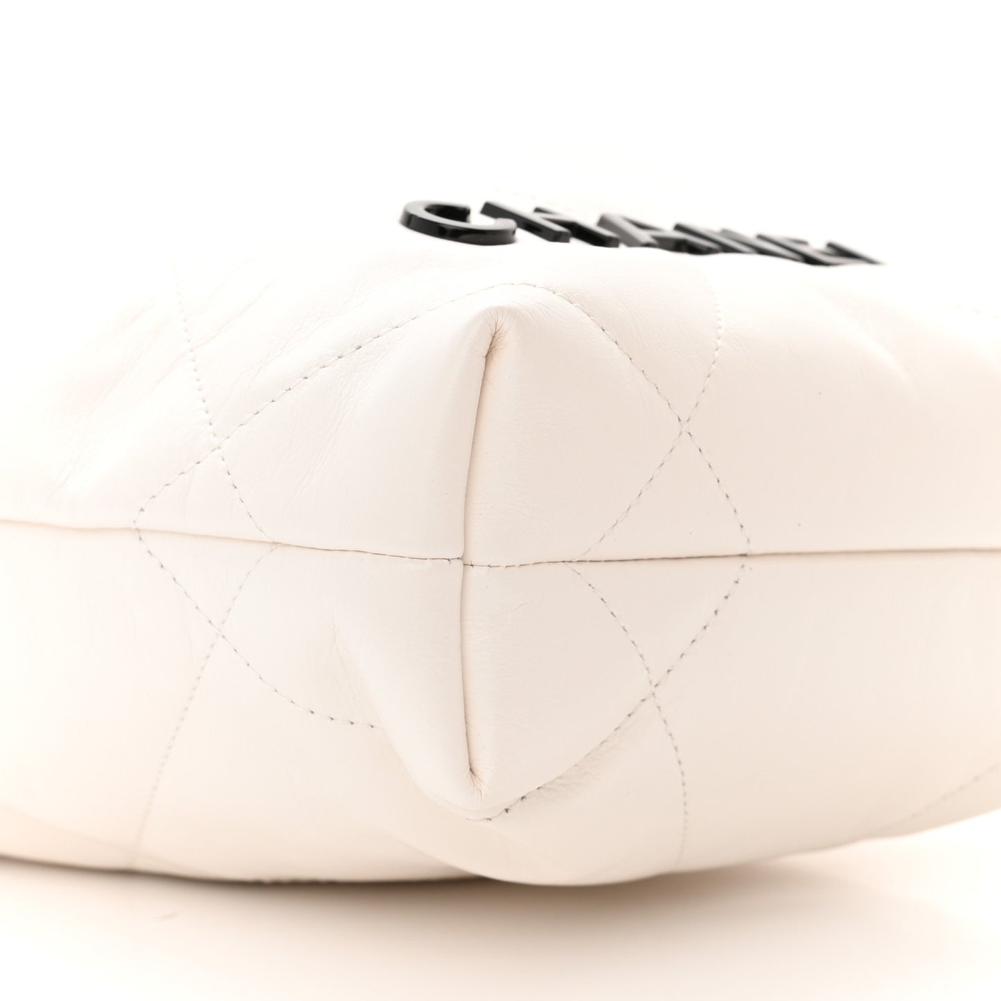 Shiny Calfskin Quilted Mini Chanel 22 White Black