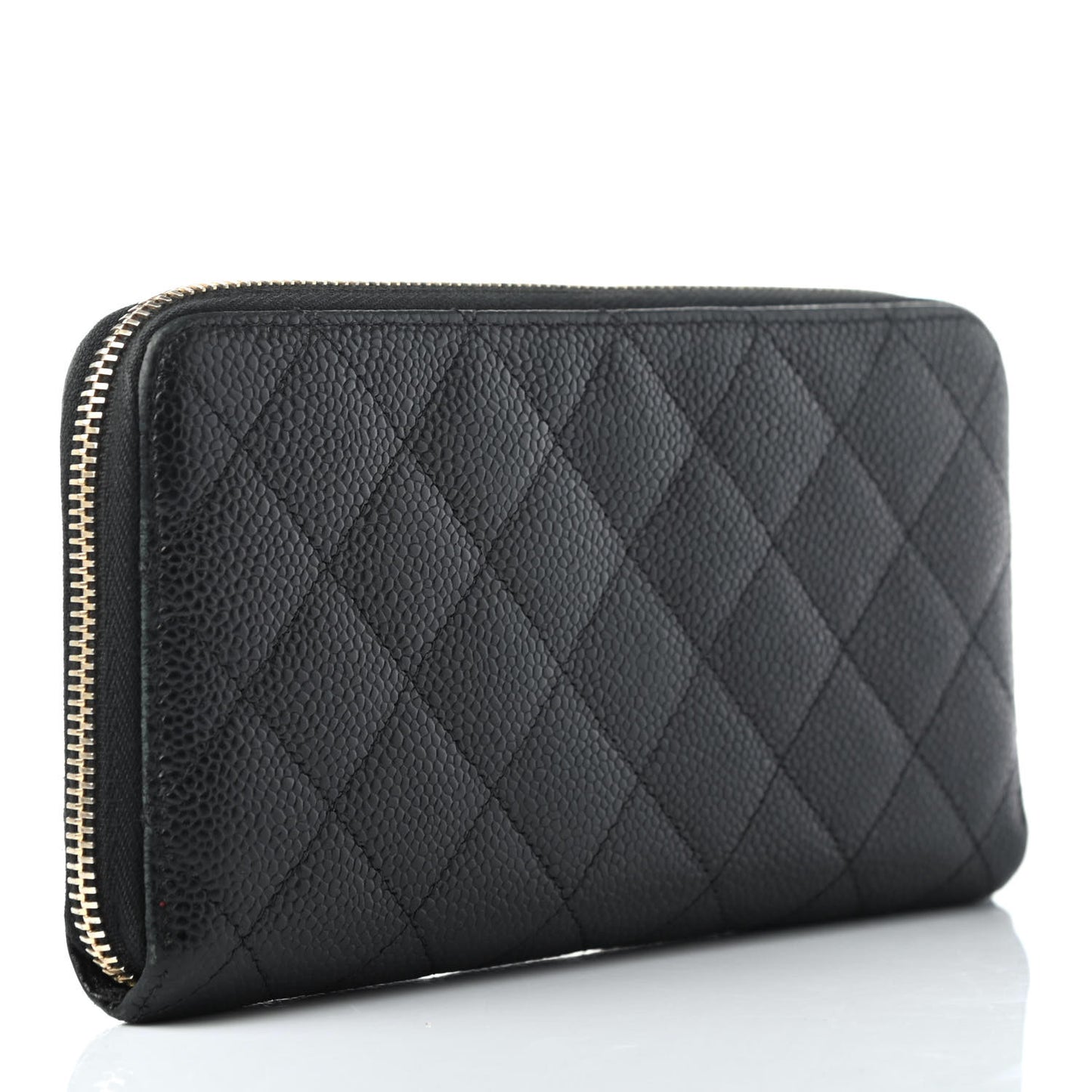Caviar Quilted Large Gusset Zip Around Wallet Black