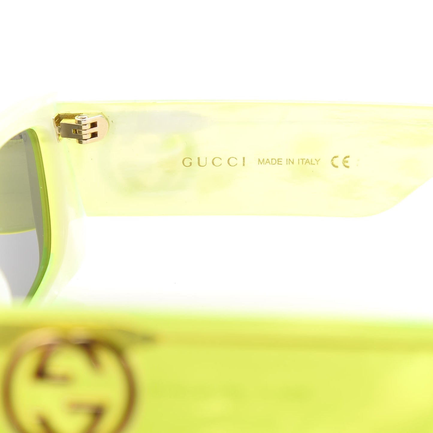 Acetate Rectangular Sunglasses GG0516S Fluorescent Yellow
