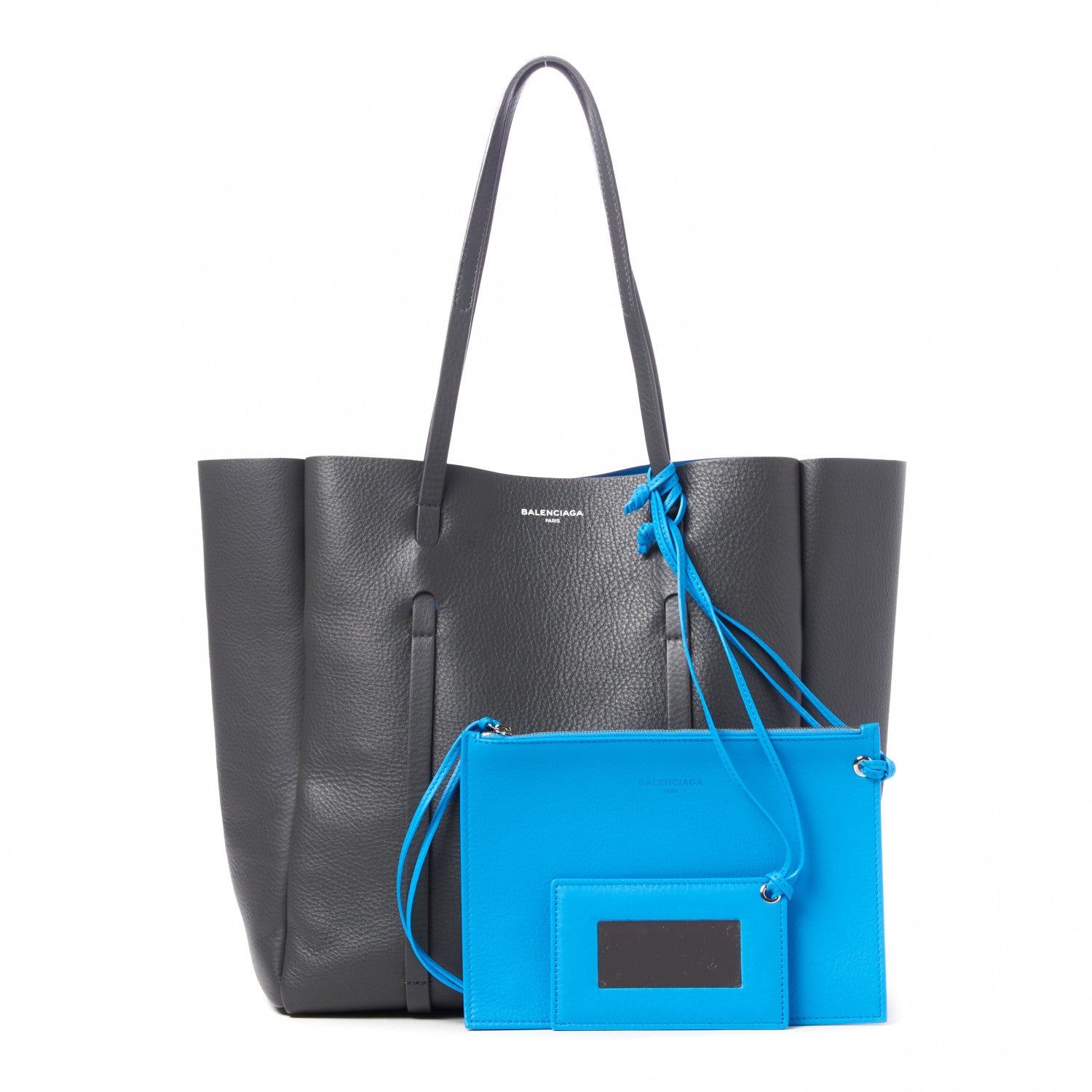Balenciaga Veau Baltimore Double Sided Small Everyday Tote Gris Fossile Bleu Turquoise 1 of 10