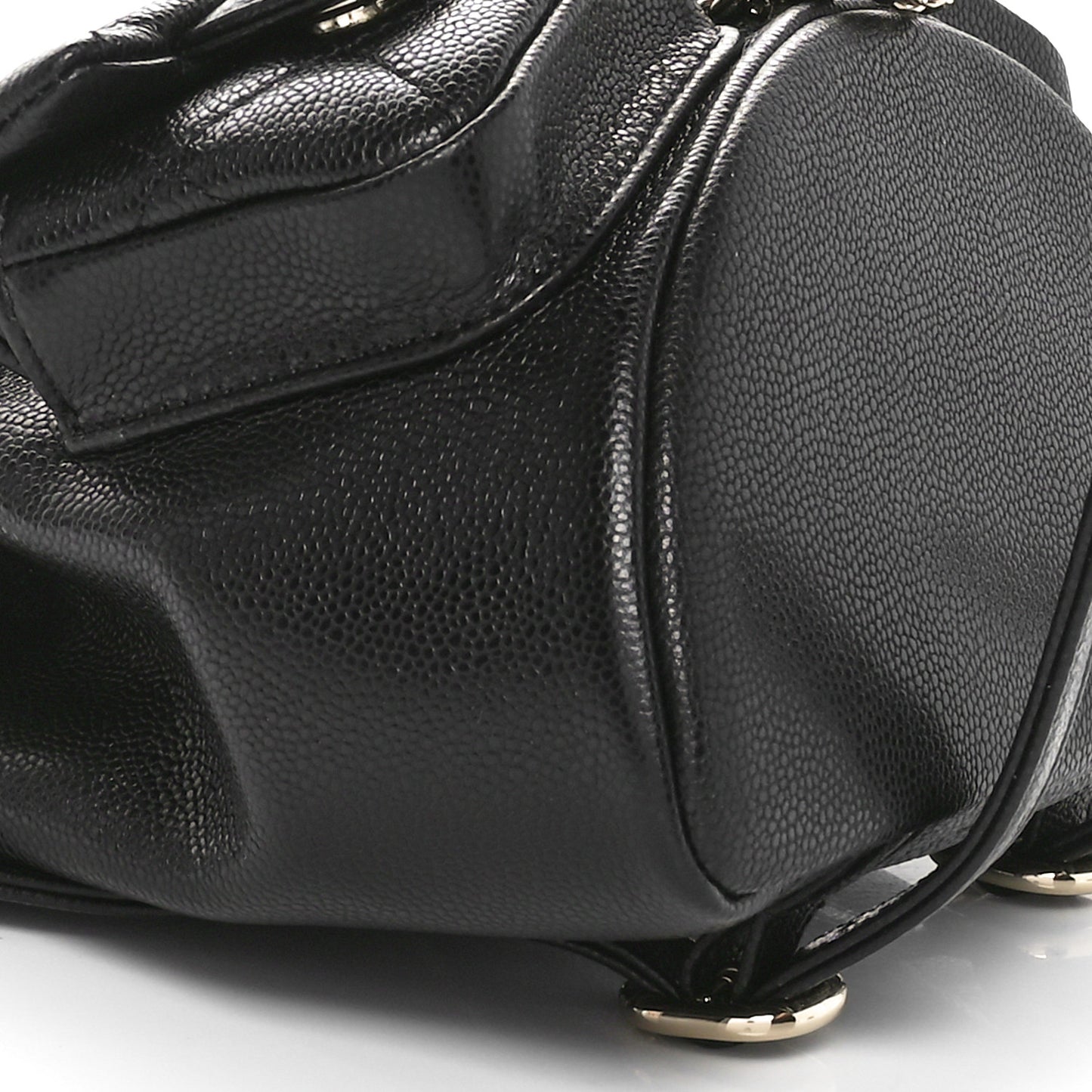 Shiny Caviar Quilted Small Duma Pockets Drawstring Backpack Black