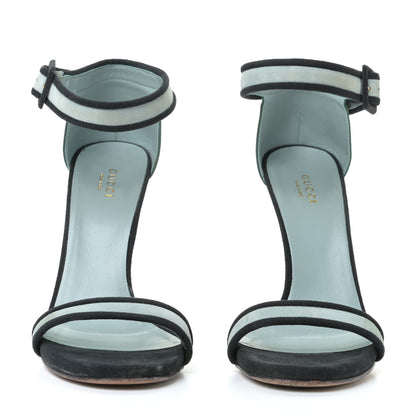 Gucci Suede Dempsey Contrast Ankle Strap Sandals 40 Green Black 4 of 16