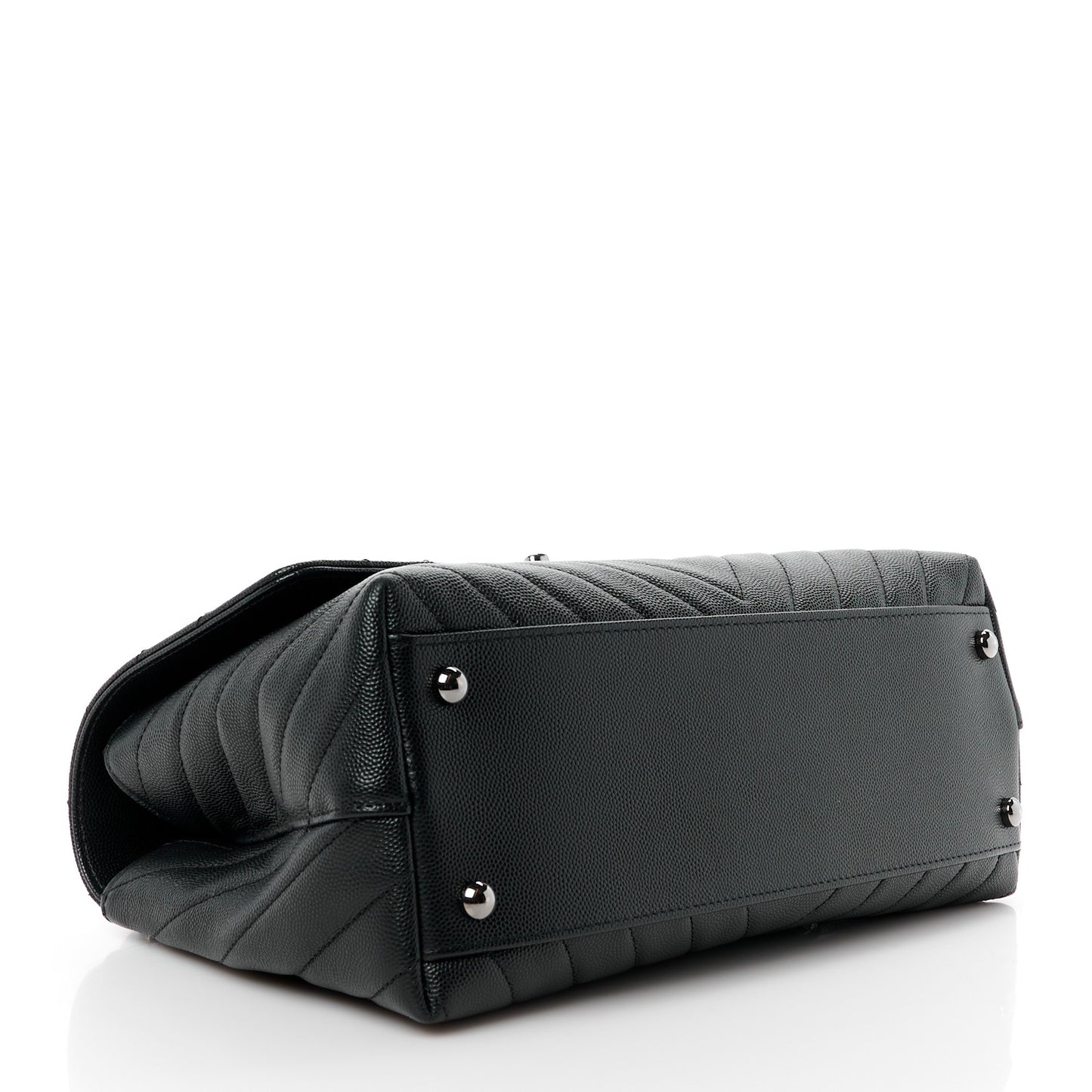 Caviar Chevron Quilted Small Coco Handle Flap Black