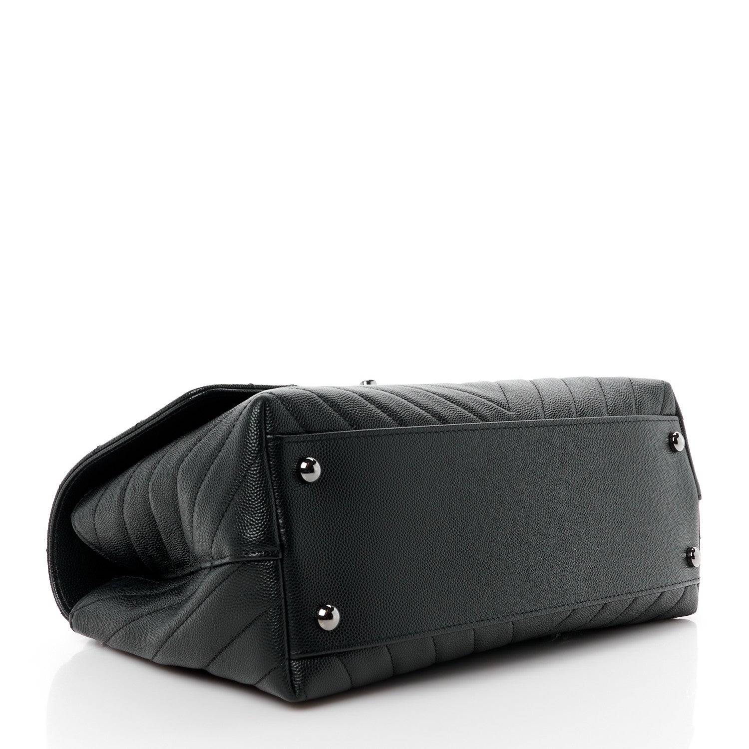 Chanel Caviar Chevron Quilted Small Coco Handle Flap Black 4 of 12