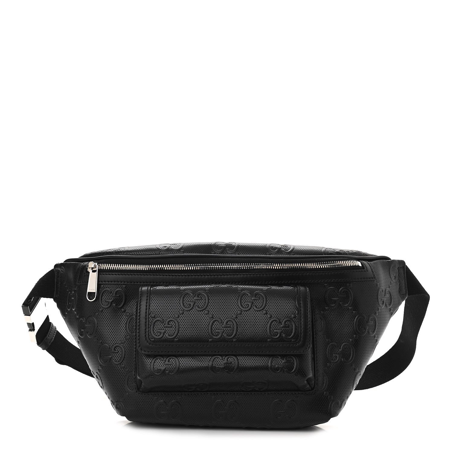 Gucci Calfskin GG Tennis Embossed Pocket Belt Bag Black 1 of 11