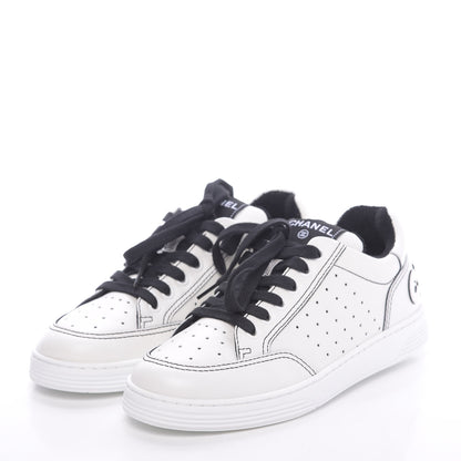 Chanel Calfskin Womens Logo Sneakers 37 White Black 3 of 10