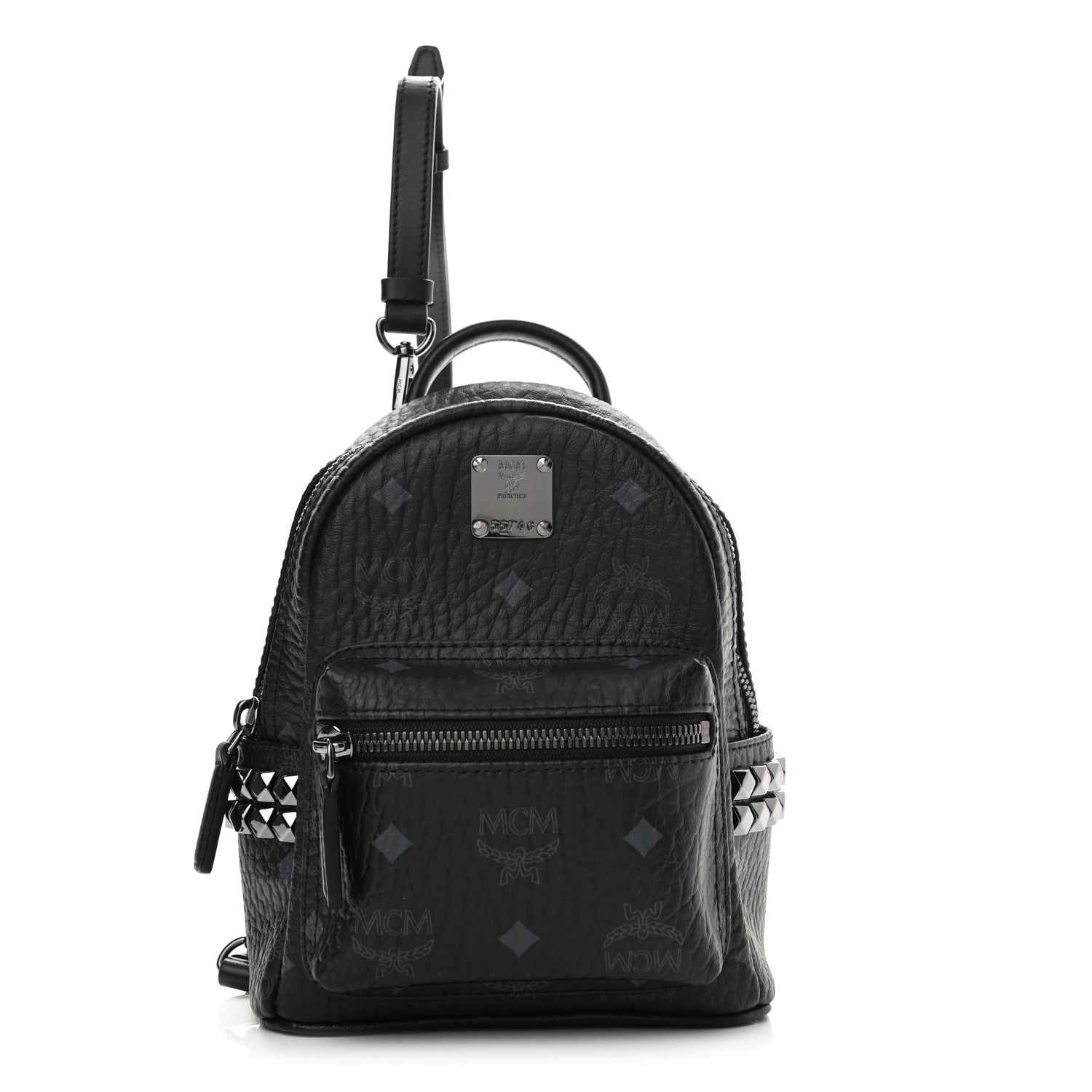 MCM Visetos Side Stud X-Mini Stark Bebe Boo Backpack Black 1 of 9