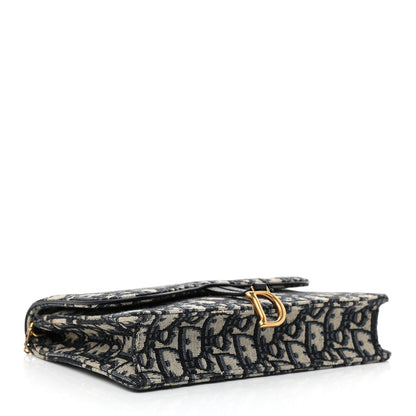 Christian Dior Oblique Saddle Chain Pouch Blue 4 of 10