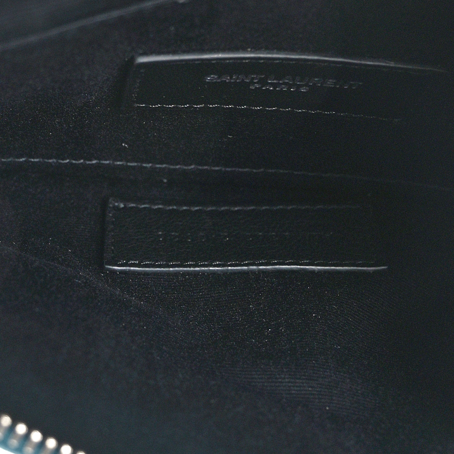 Saint Laurent Grain De Poudre Chevron Monogram Bill Pouch Malachite Green 6 of 8