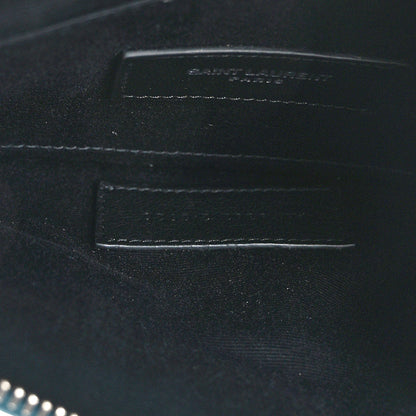 Saint Laurent Grain De Poudre Chevron Monogram Bill Pouch Malachite Green 6 of 8