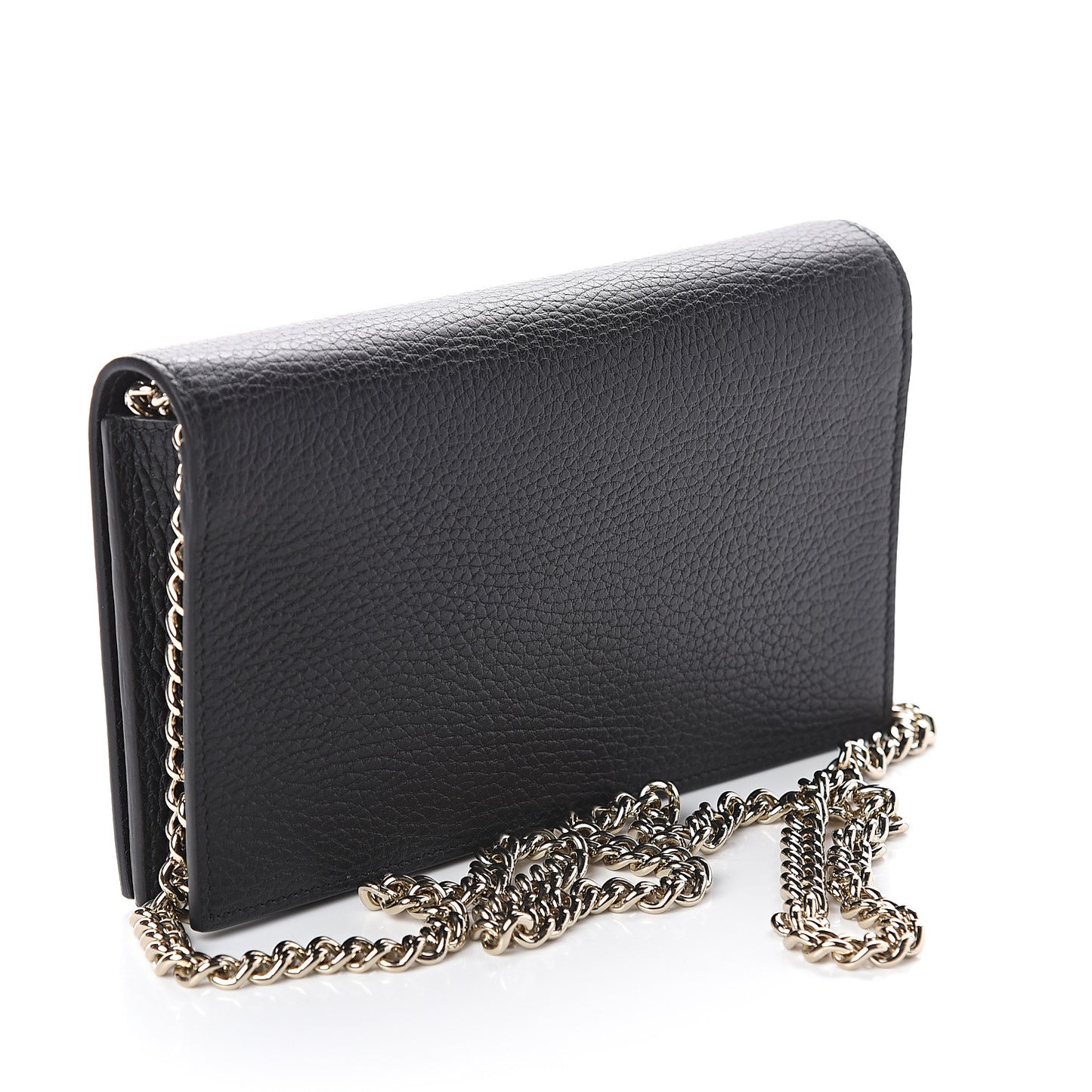Dollar Calfskin Medium Betty Chain Wallet Black