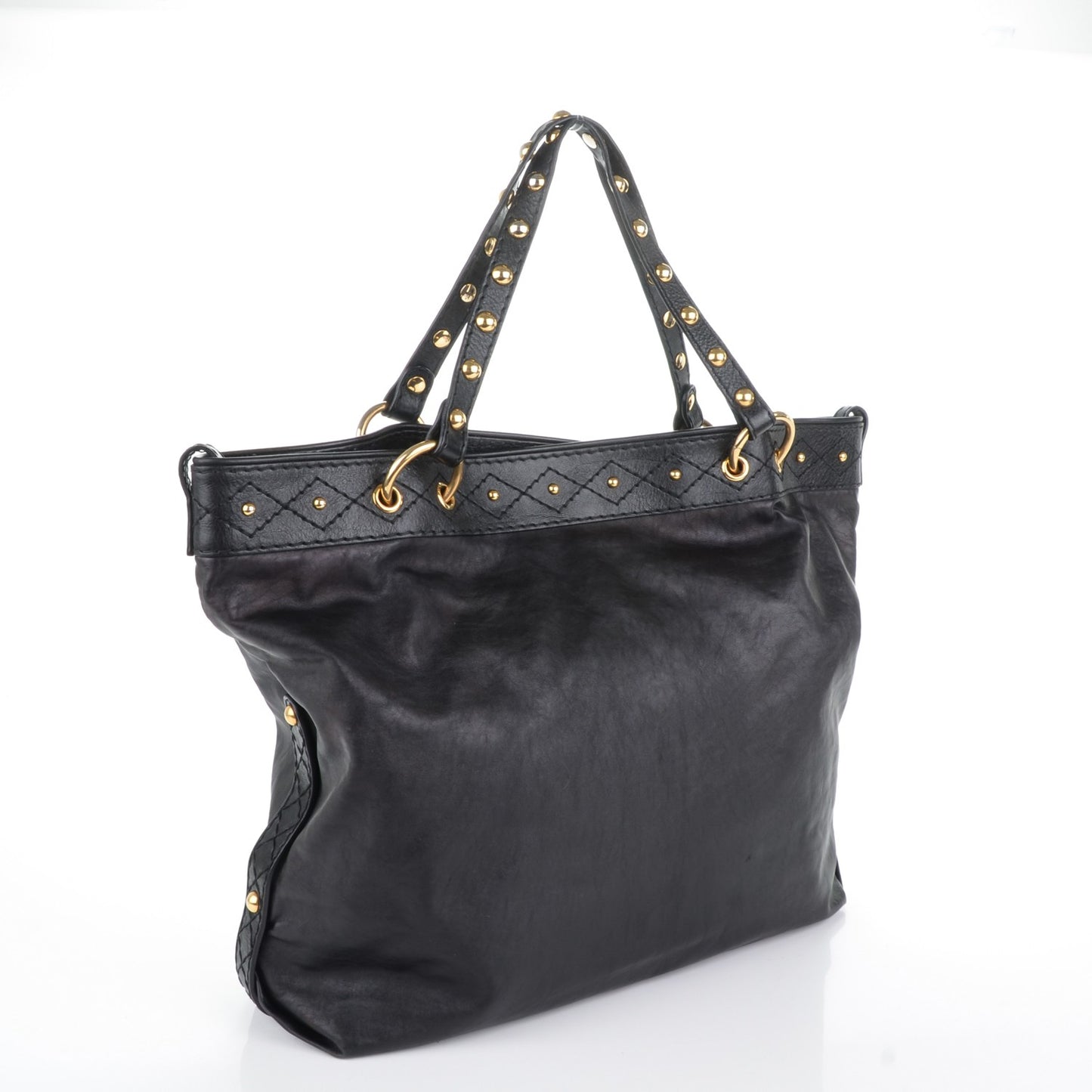 Calfskin Studded Medium Irina Tote Black