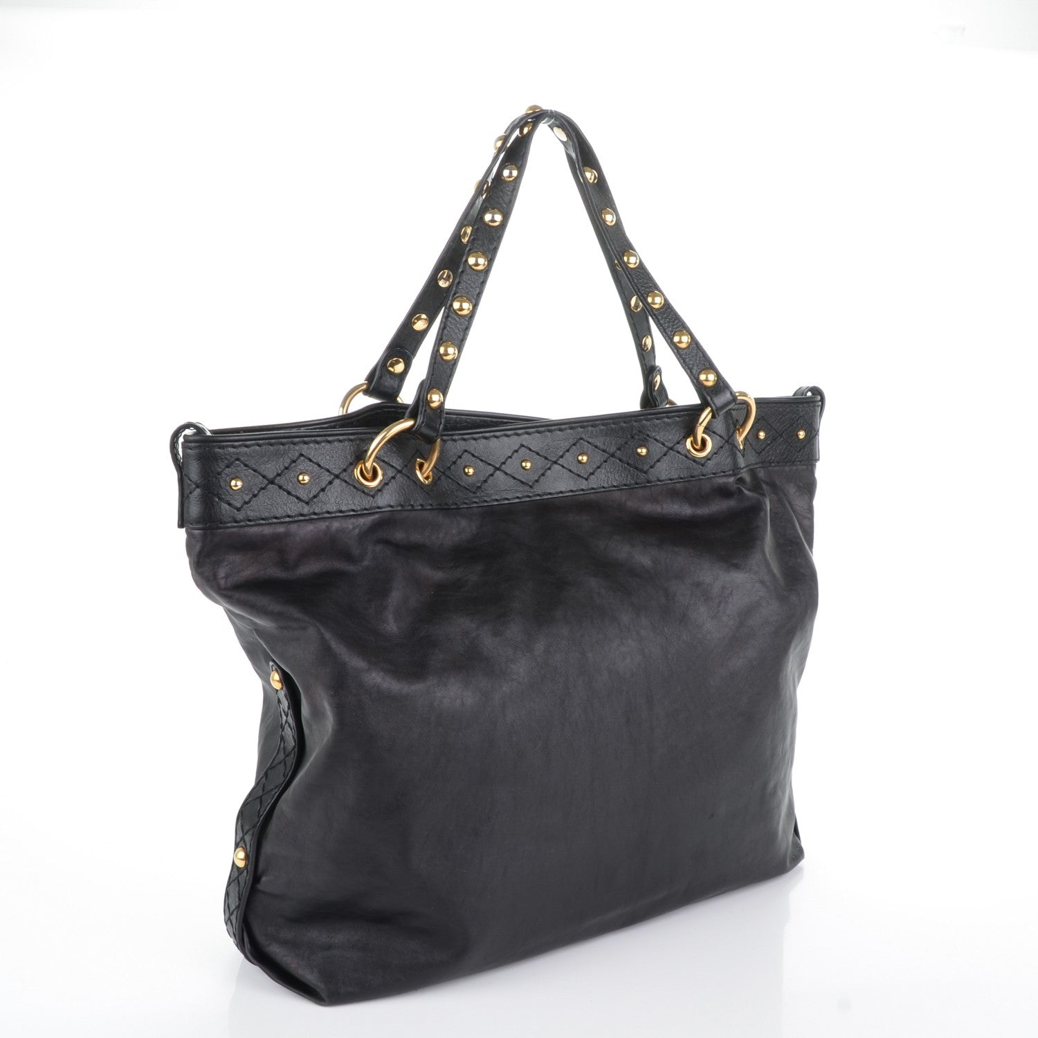 Gucci Calfskin Studded Medium Irina Tote Black 3 of 7