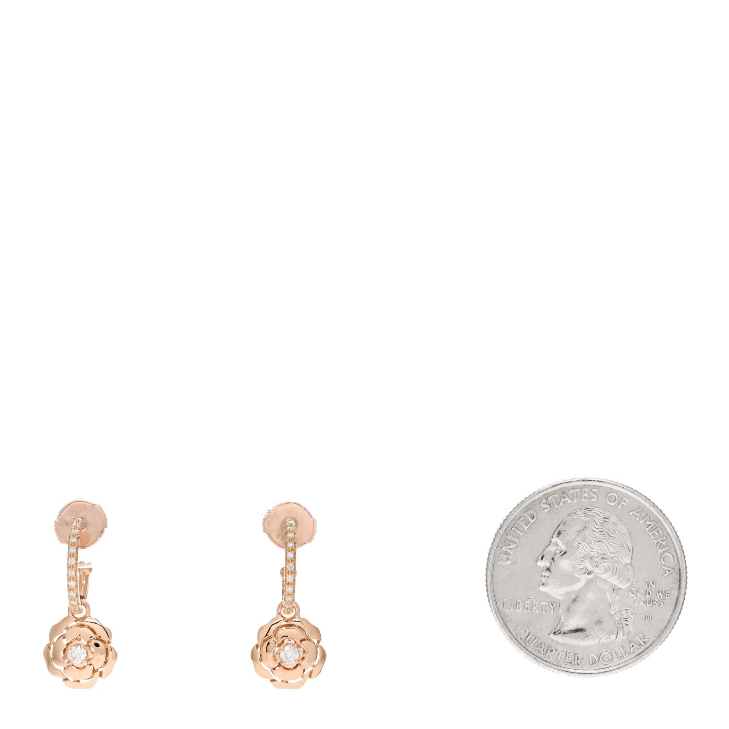 Chanel 18K Rose Gold Diamond Extrait de Camelia Drop Earrings 2 of 5