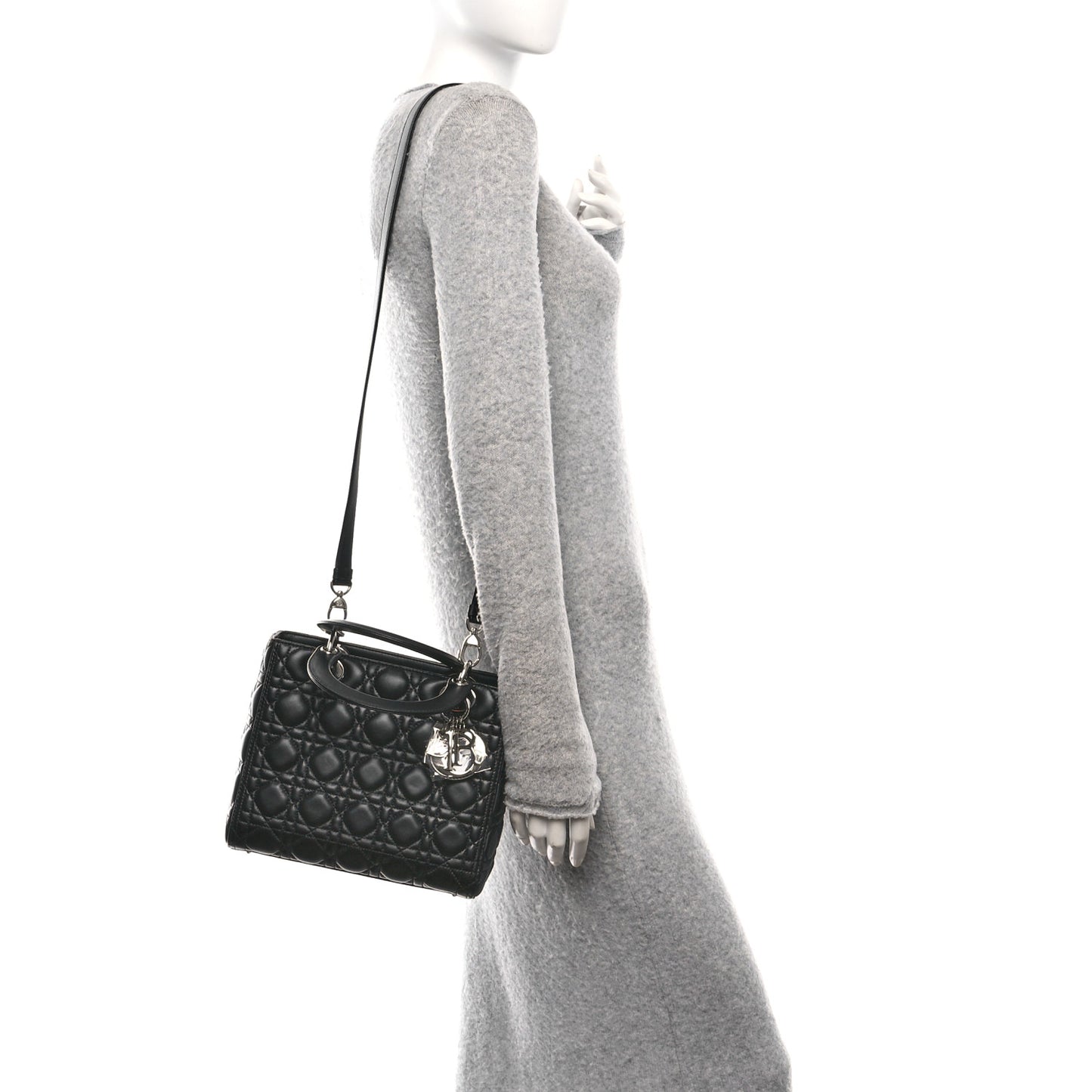 Lambskin Cannage Medium Lady Dior Black