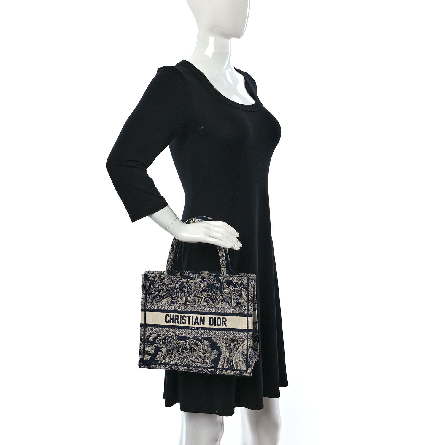 Christian Dior Canvas Embroidered Small Dioriviera Toile De Jouy Book Tote Blue 2 of 9
