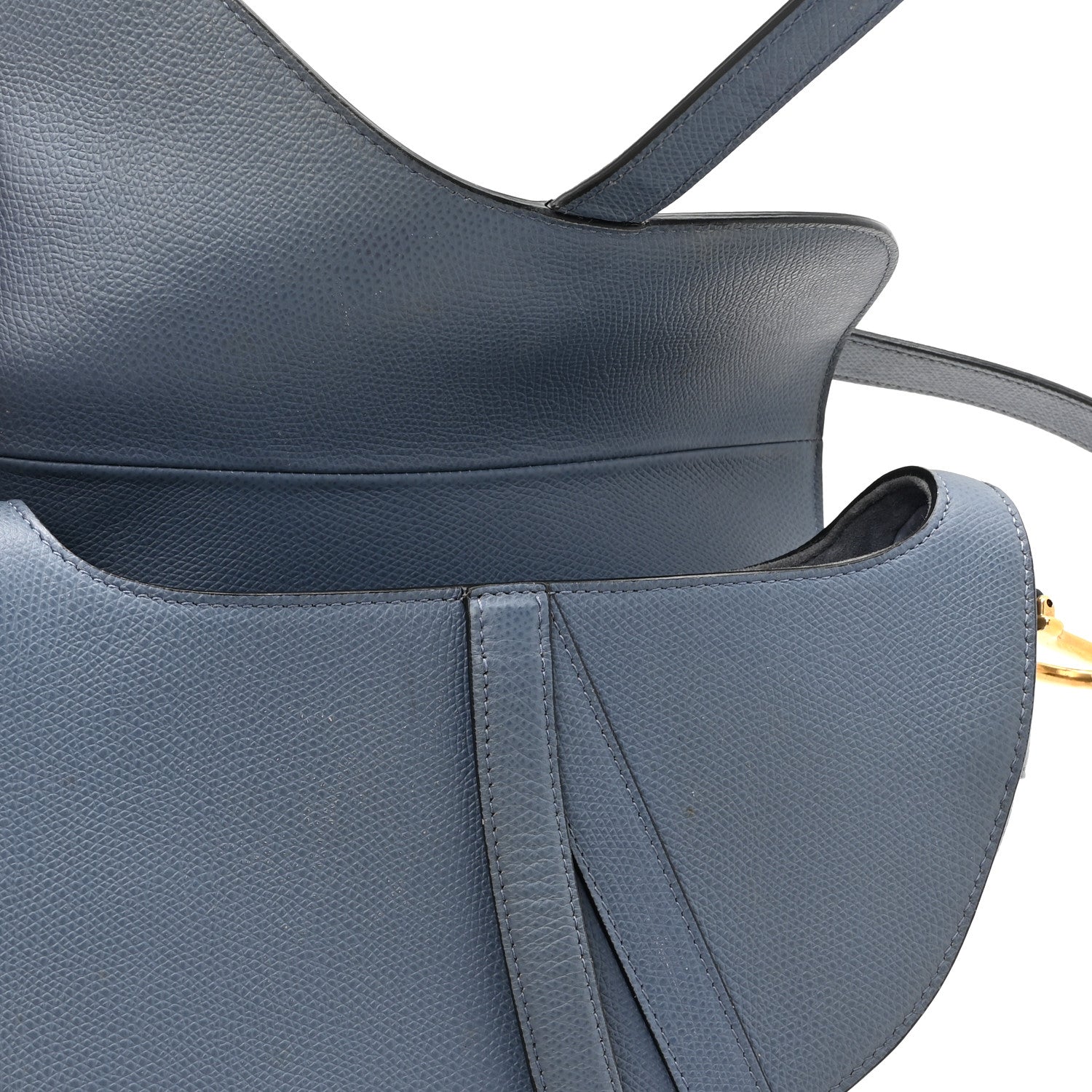 Christian Dior Grained Calfskin Saddle Bag Denim Blue 12 of 14