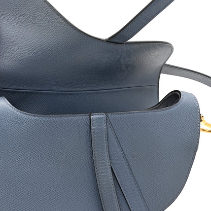 Christian Dior Grained Calfskin Saddle Bag Denim Blue 12 of 14