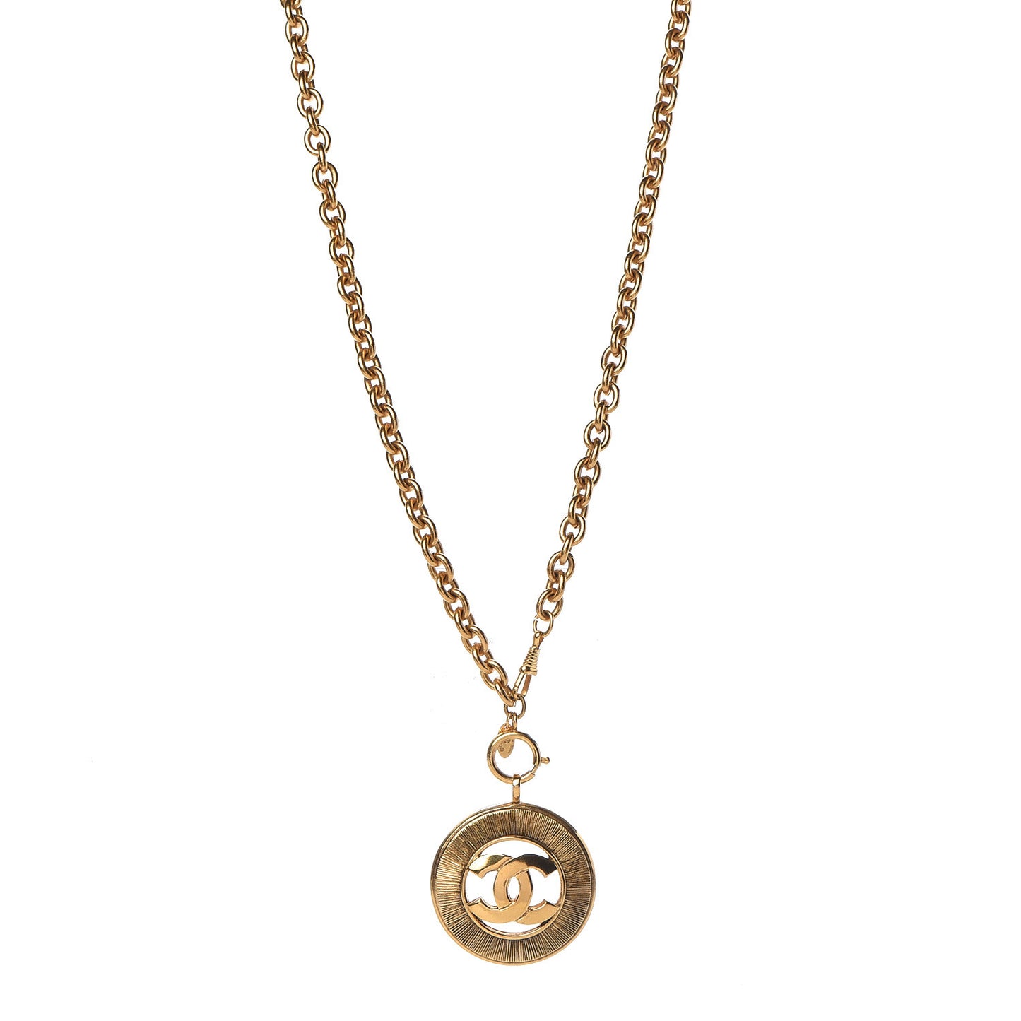 CC Sunburst Chain Pendant Necklace Gold