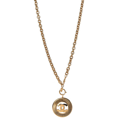 Chanel CC Sunburst Chain Pendant Necklace Gold 1 of 5