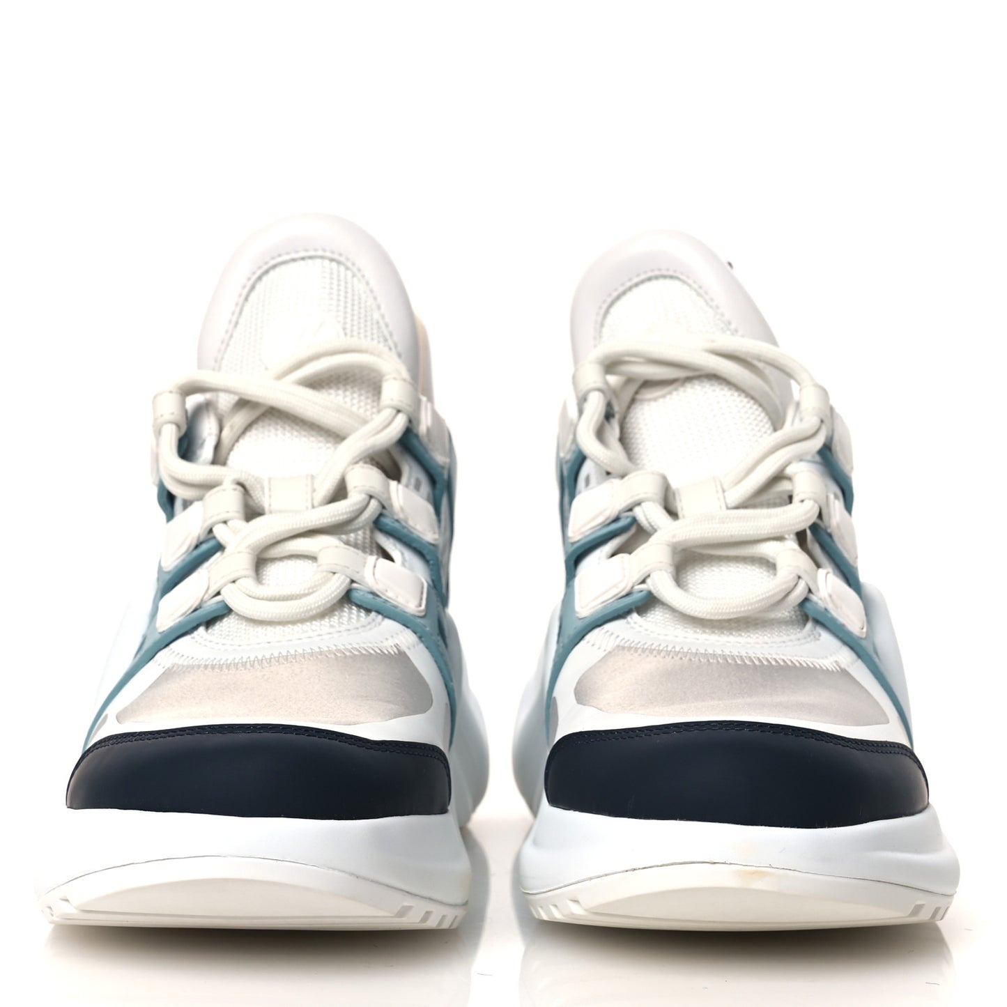Calfskin Technical Nylon LV Archlight Sneakers 38.5 White Blue Gris