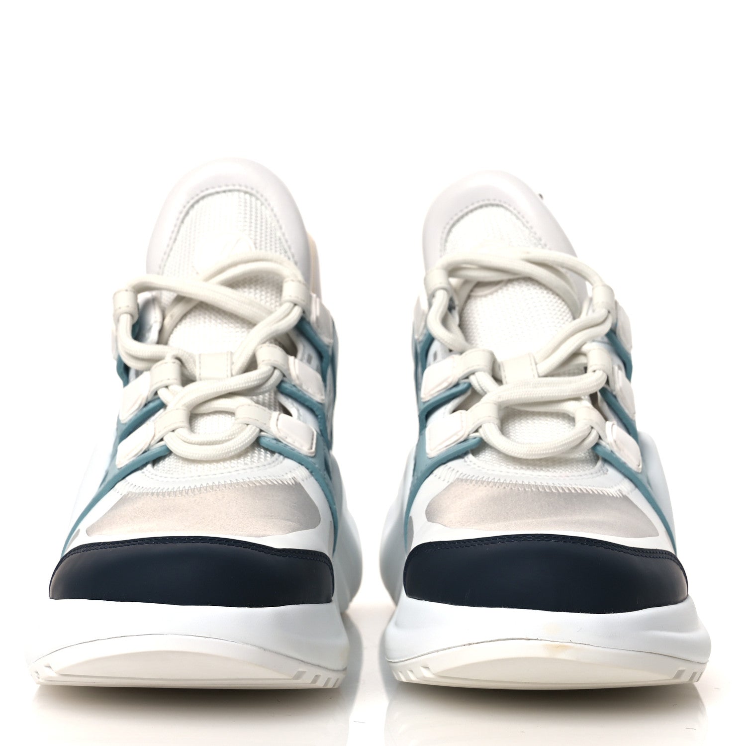 Louis Vuitton Calfskin Technical Nylon LV Archlight Sneakers 38.5 White Blue Gris 3 of 10