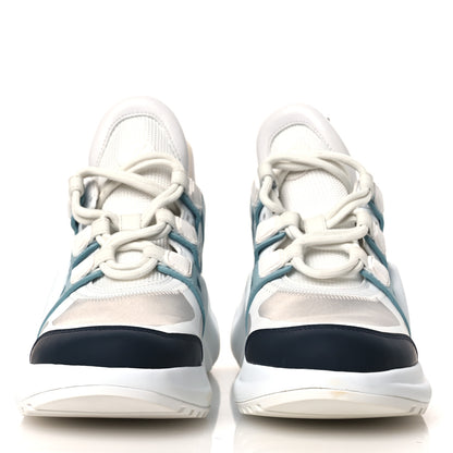 Louis Vuitton Calfskin Technical Nylon LV Archlight Sneakers 38.5 White Blue Gris 3 of 10