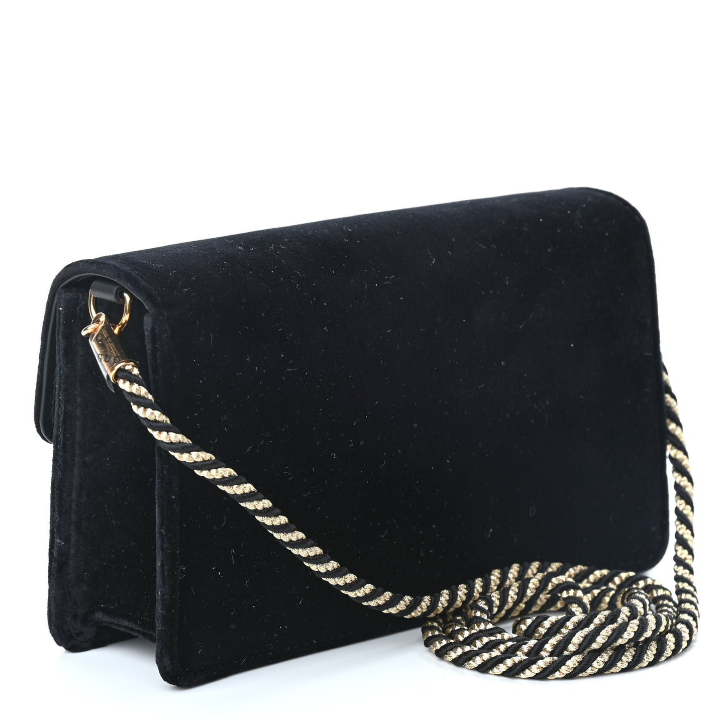 Velvet Crystal Square G Shoulder Bag Black