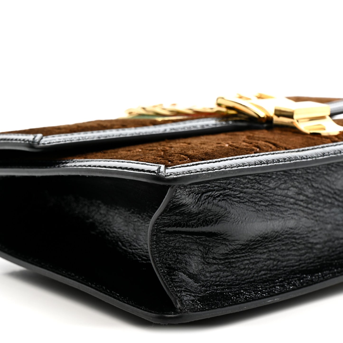 Velvet GG Monogram Web Small Sylvie Shoulder Bag Brown Black Oro Vecchio