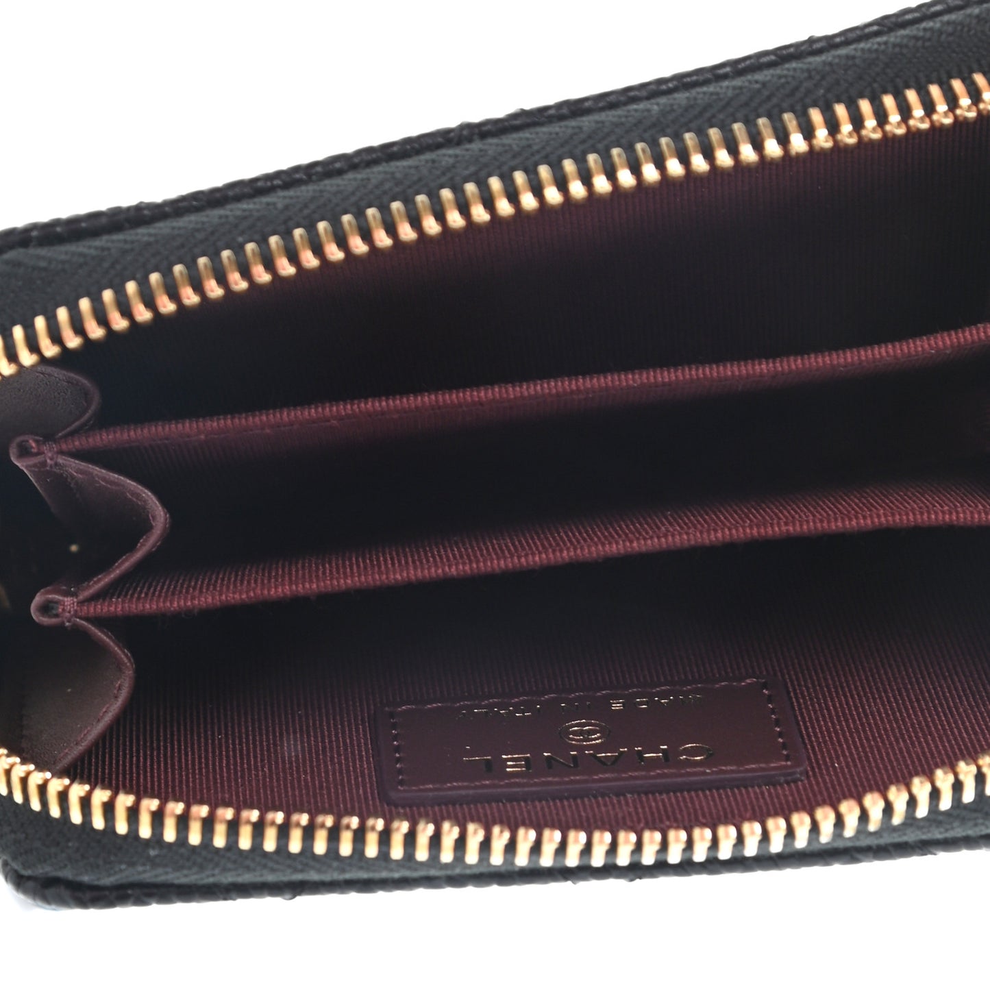 Caviar Quilted Zip Coin Purse Black