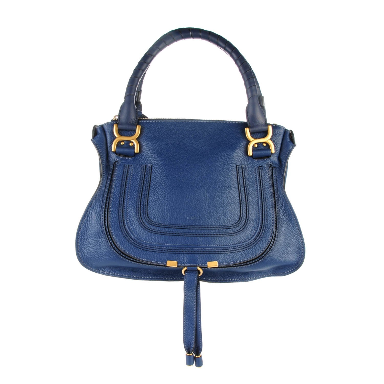 Chloe Calfskin Medium Marcie Satchel Royal Navy 1 of 7