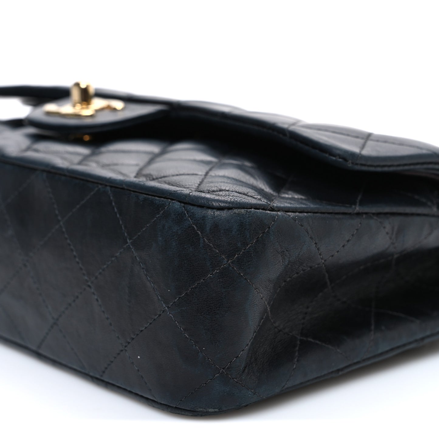 Lambskin Quilted Medium Double Flap Black