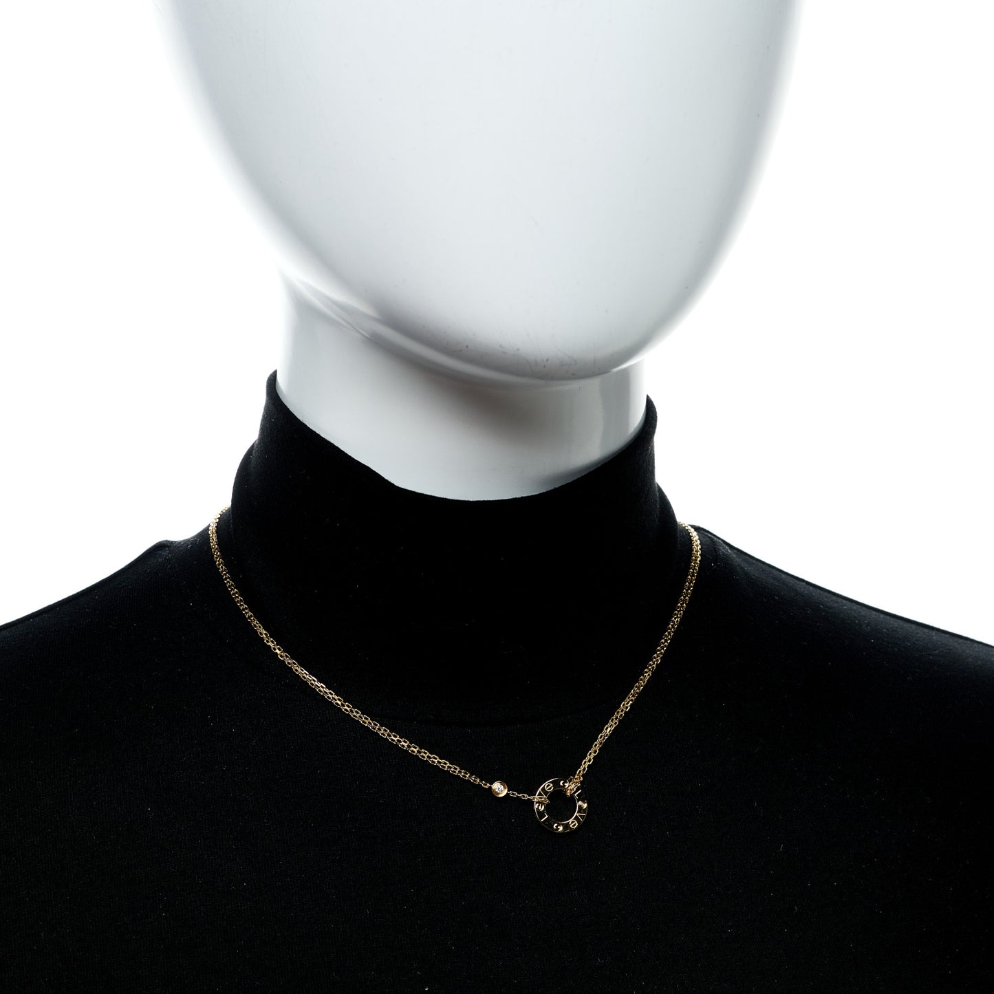 18K Yellow Gold 2 Diamond LOVE Necklace