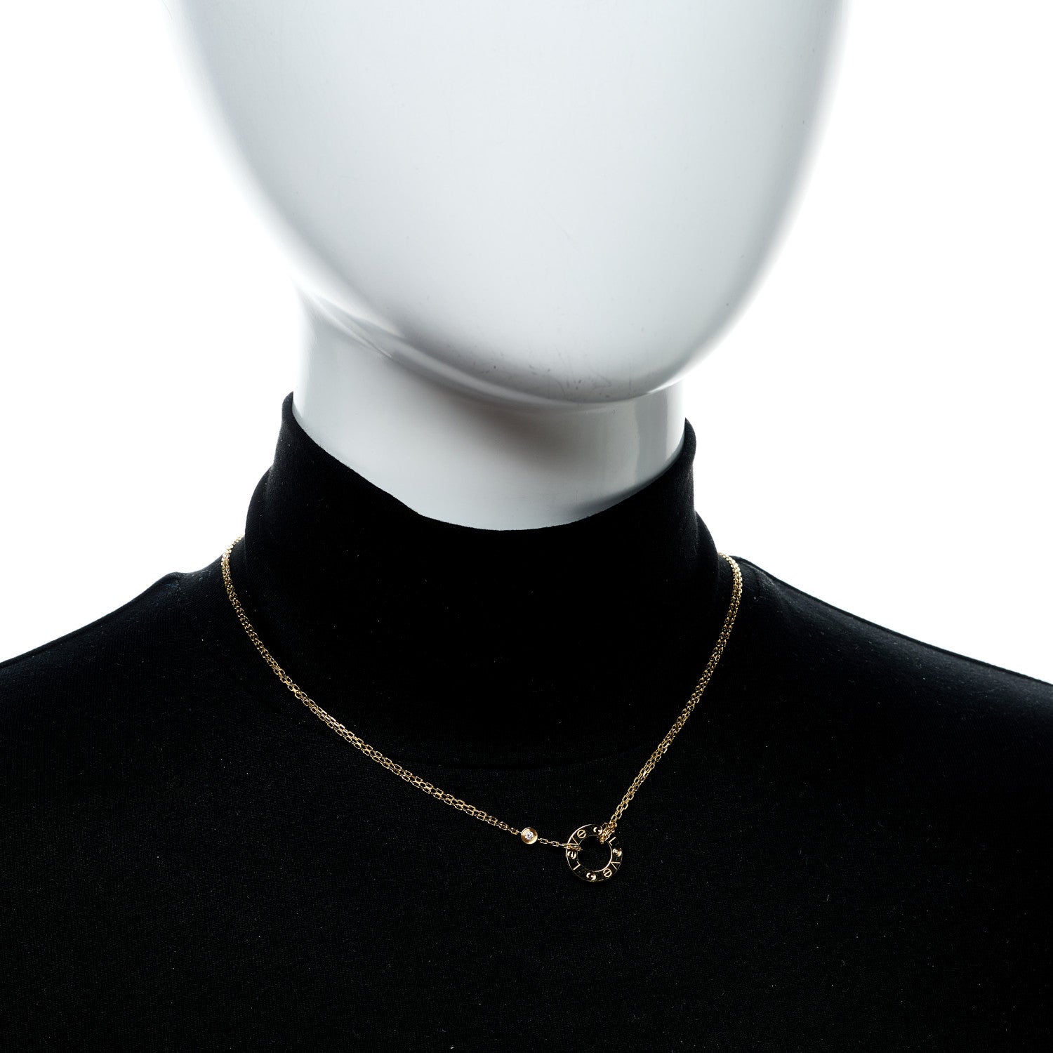 Cartier 18K Yellow Gold 2 Diamond LOVE Necklace 2 of 6