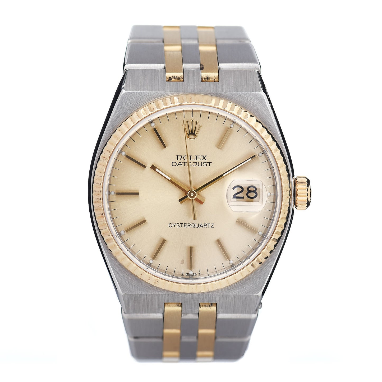 Stainless Steel 18K Yellow Gold 36mm Oysterquartz Datejust Watch Champagne 17013