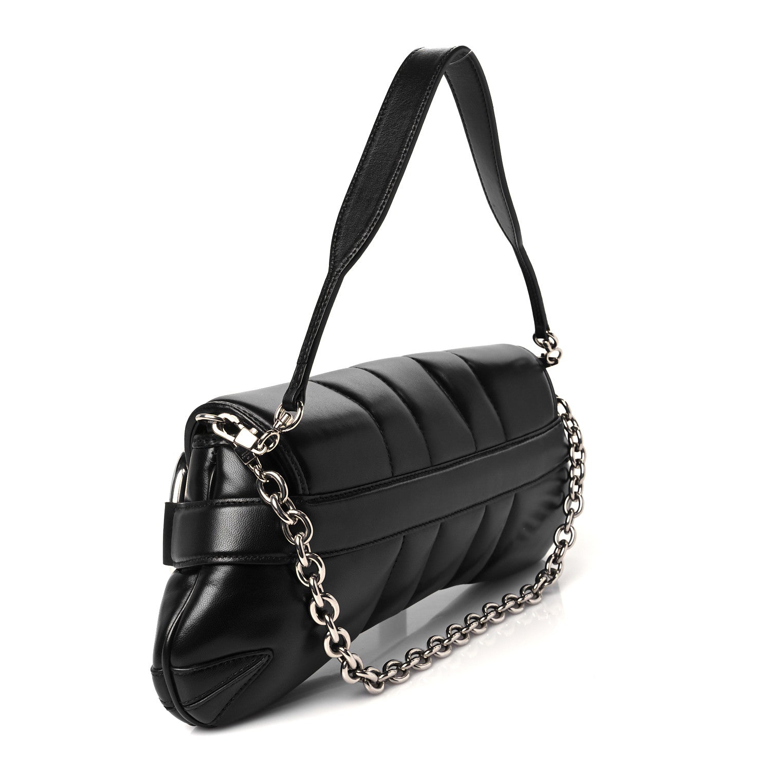 Gucci Nappa Vertical Matelasse Medium Maxi Horsebit Chain Shoulder Bag Black 3 of 11