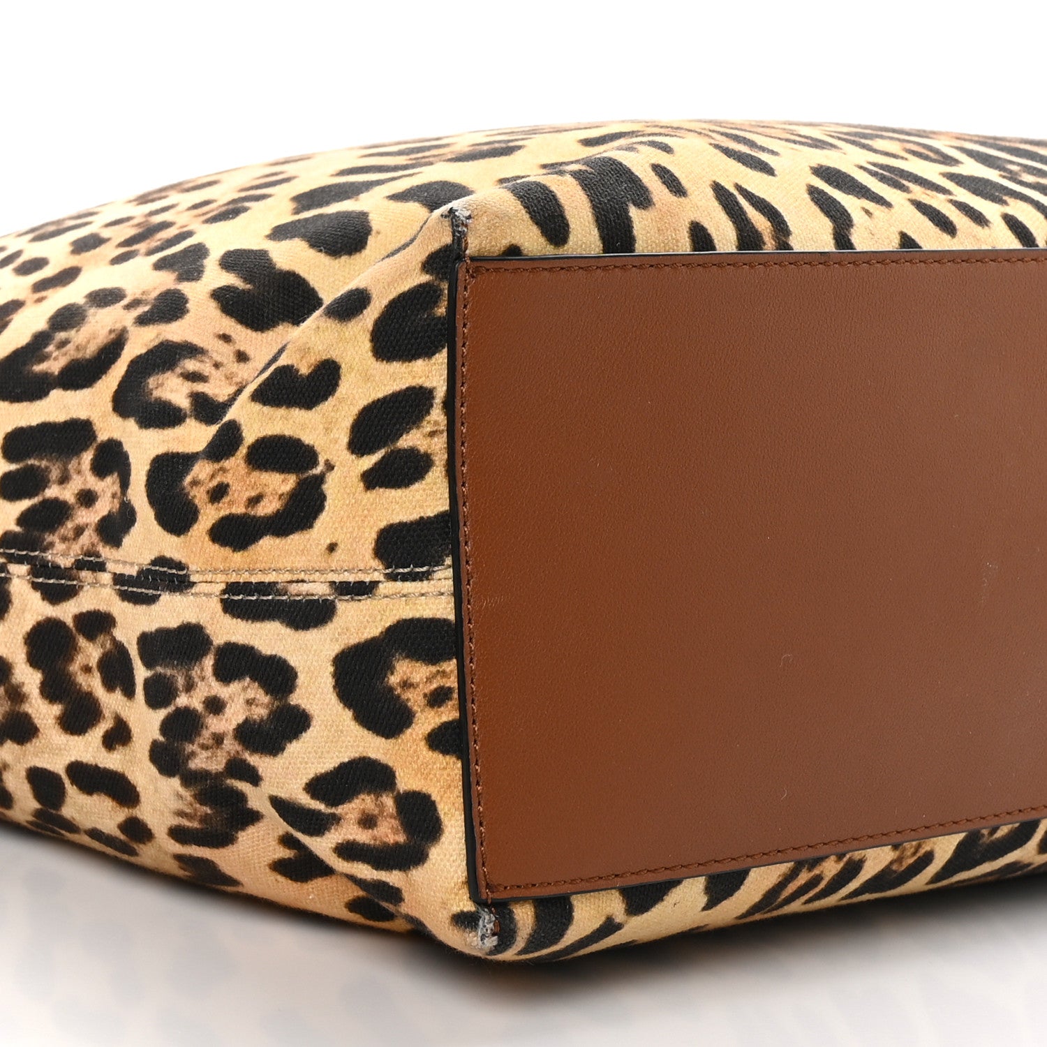 Valentino Garavani VALENTINO GARAVANI Canvas Nappa Leopard Print Rockstud Tote Brown 8 of 10