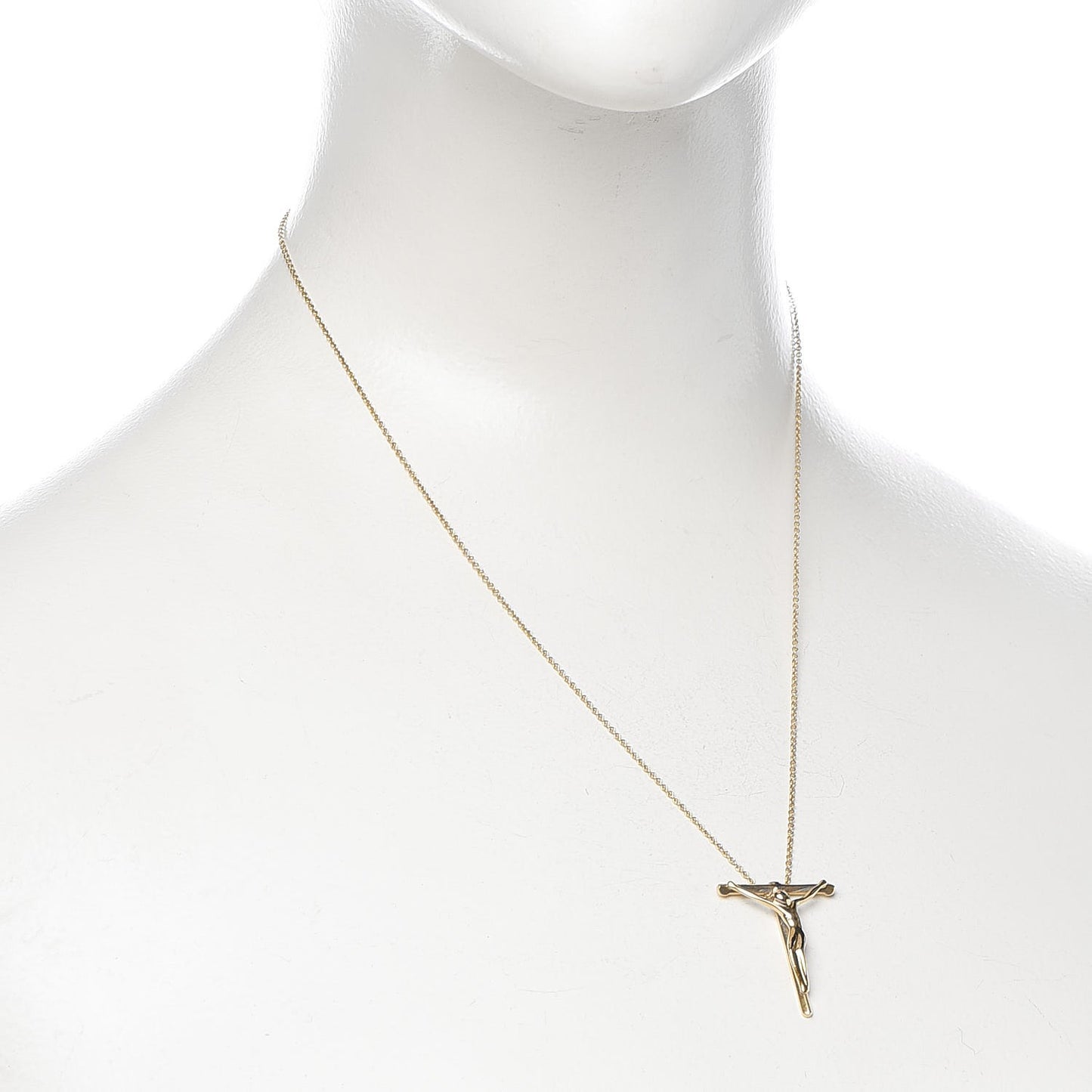 18K Yellow Gold Elsa Peretti Crucifix Pendant Necklace