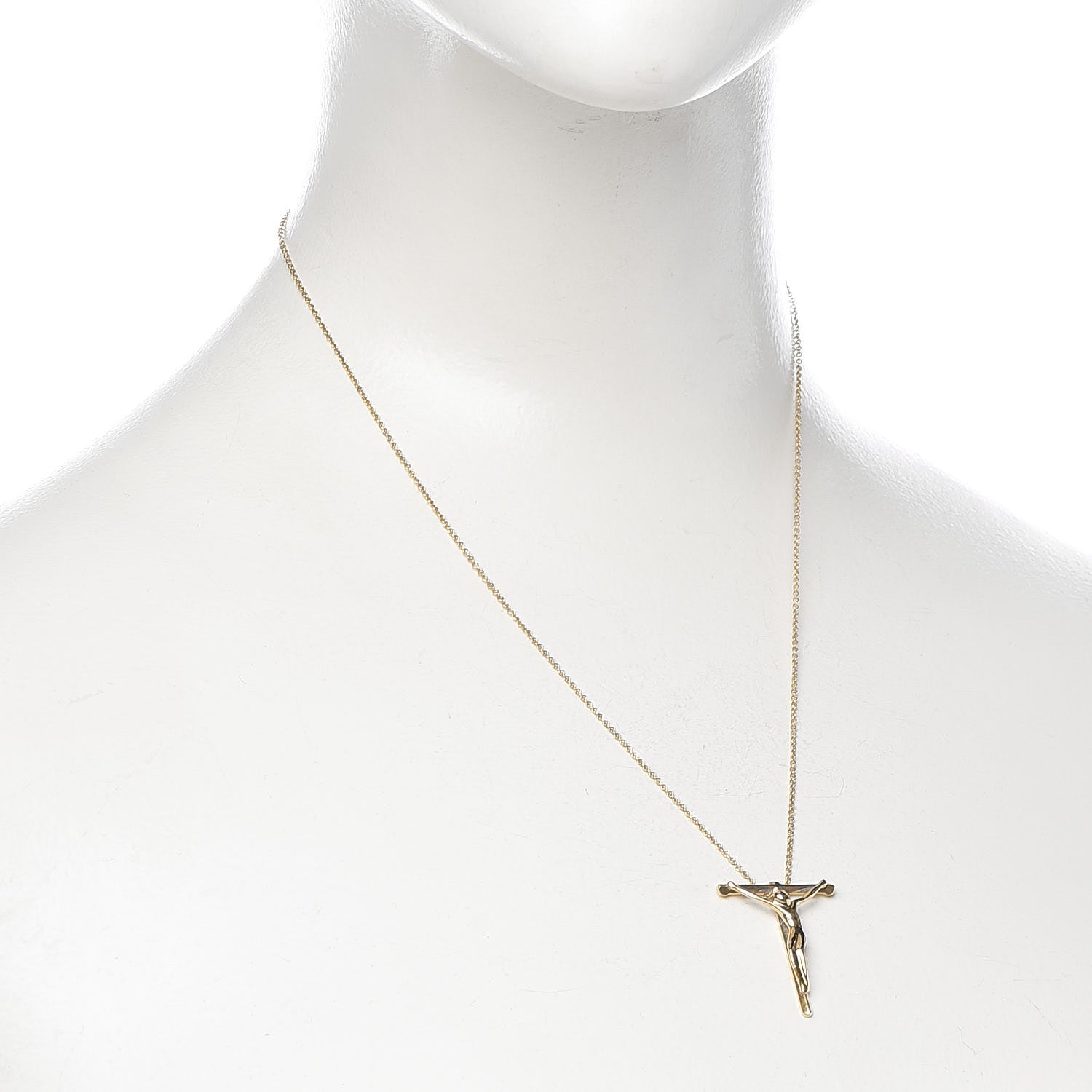 Tiffany 18K Yellow Gold Elsa Peretti Crucifix Pendant Necklace 2 of 11