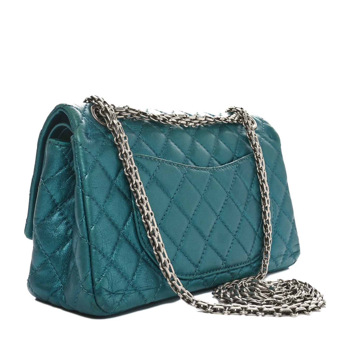 Metallic Calfskin 2.55 Reissue 225 Flap Turquoise